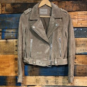 Blanknyc Suede Moto Jacket in Sand Stoner sz S women light brown